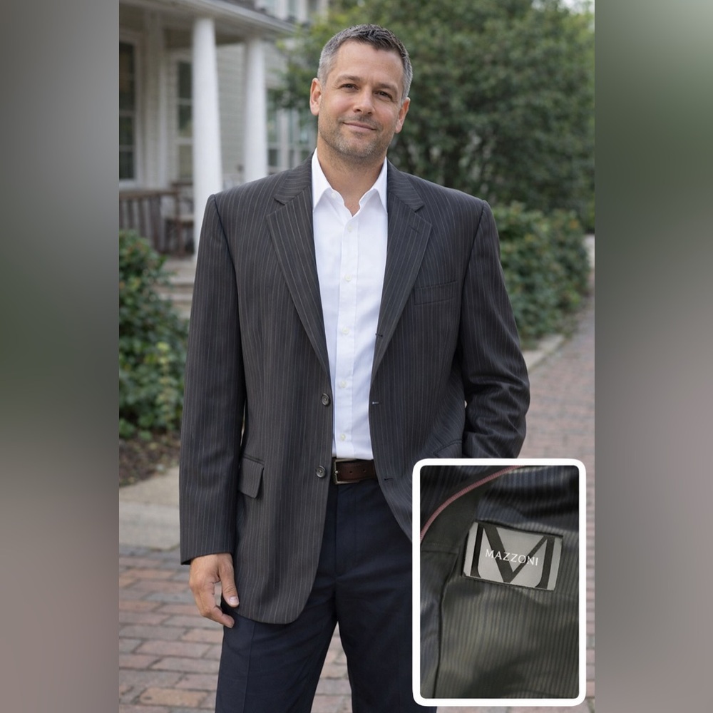 Mazzoni Pinstripe Blazer | Wall Street Energy. Zero Apologies.
46/41R